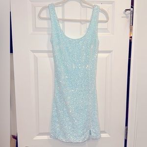 Iridescent sequin light mint dress